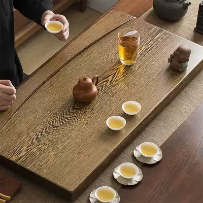 Chicken wing Wood tea tray household drainage whole solid wood tea table modern light luxury kung fu tea set set Chinese tea tray Sea