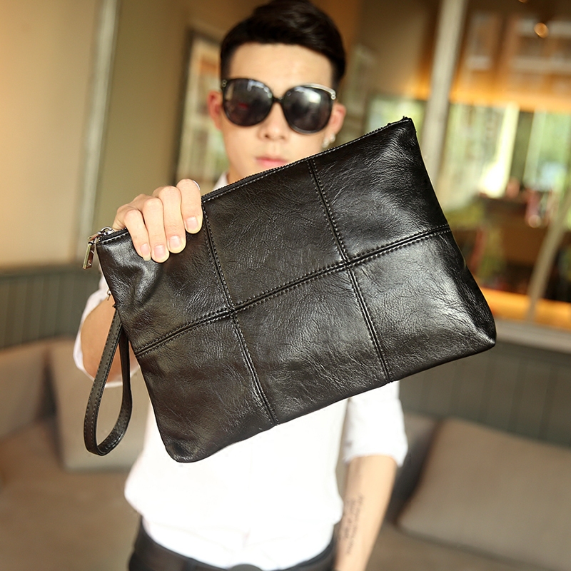 Hong Kong I.Tgreg clutch bag street Korean version men's plaid document bag handbag business casual envelope bag new model