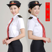 Jinhang summer lady railway student roll-top hat High-speed rail train attendant professional beret Navy blue