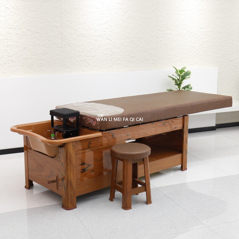 Head Therapy Shampoo Bed with Sliding Feature, Steam Function, Full Reclining Massage Shampoo Bed, Simple Hair Salon Special Equipment