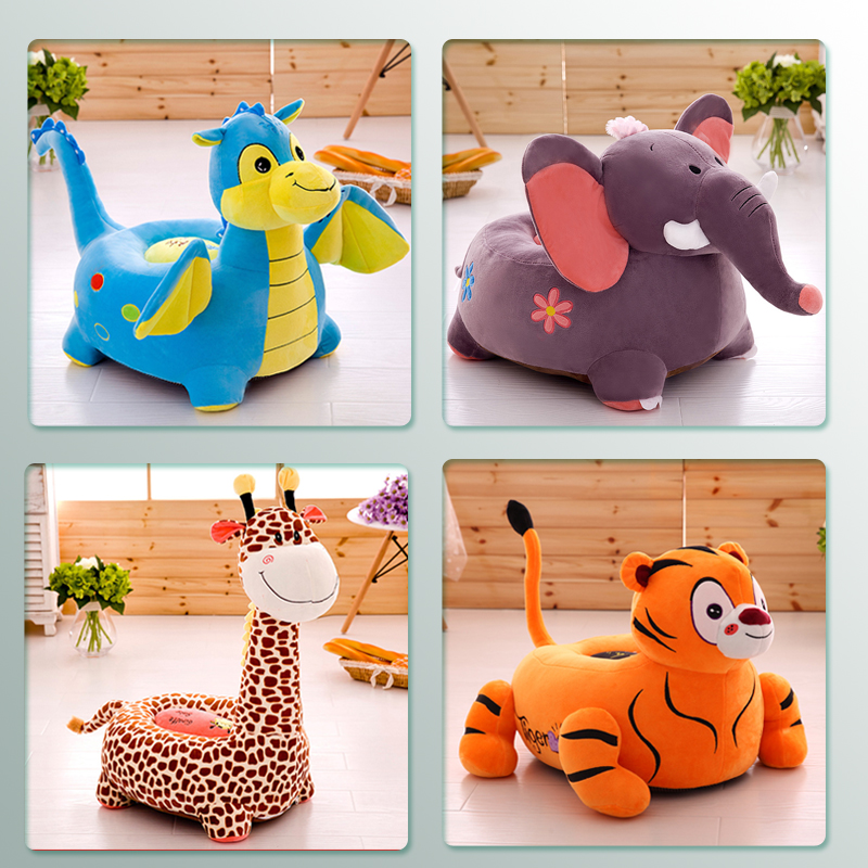 Child Backrest Chair Baby Stool Animal Seat Cartoon Plush Sat Chair Male Girl Kindergarten Cute Little Sofa