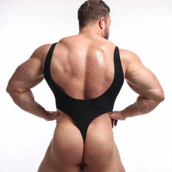 Men's breathable fine mesh sexy one-piece underwear