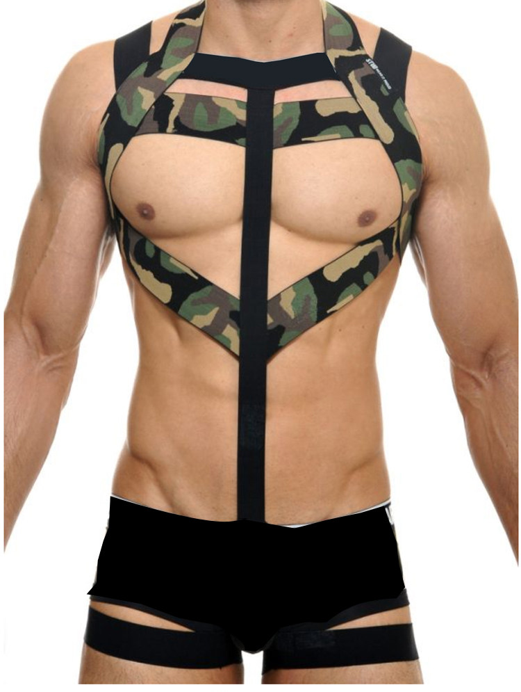 Male men's breasts with fitness chest musculature performance party comrade elastic band big shoulder strap high-play thickened nightclub