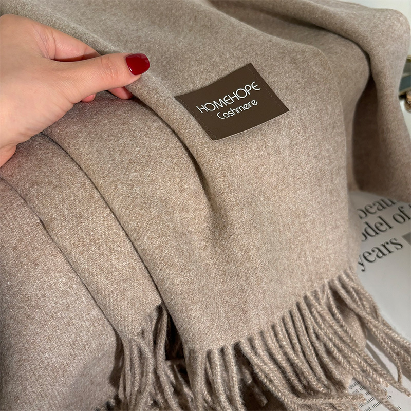 Island Country Craftsmanship! Versatile Solid Color Faux Cashmere Scarf for Women, Winter Outerwear, Large Shawl, High-End Feel, Couple's Neck Warmer