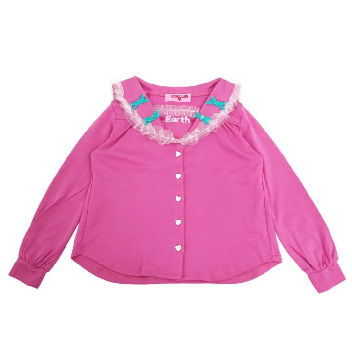 50% off Japan em earthmagic navy collar lace blouse