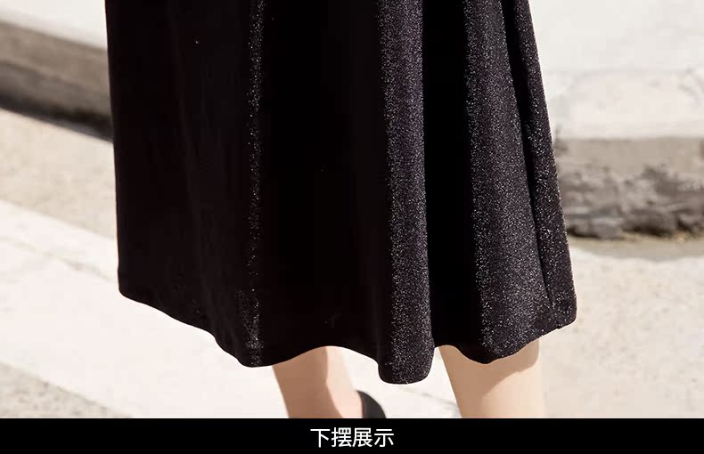 Ou Shiman Jin 2018 mùa thu mới khí chất dệt kim lụa sáng màu dài váy thon gọn J18CL1693 dam cong so