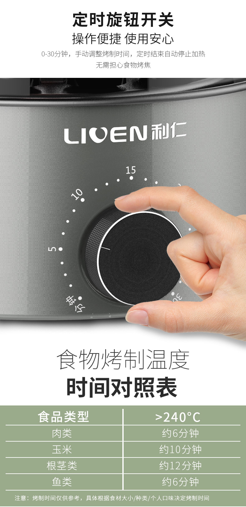 利仁 家用旋转无烟电烤肉机 自动烤串机 升级旋钮款 图11