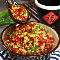 Hunan chopped chili three-color colored pepper sauce farmhouse homemade meal dressing dressing meal meal noodle pepper double pepper sauce