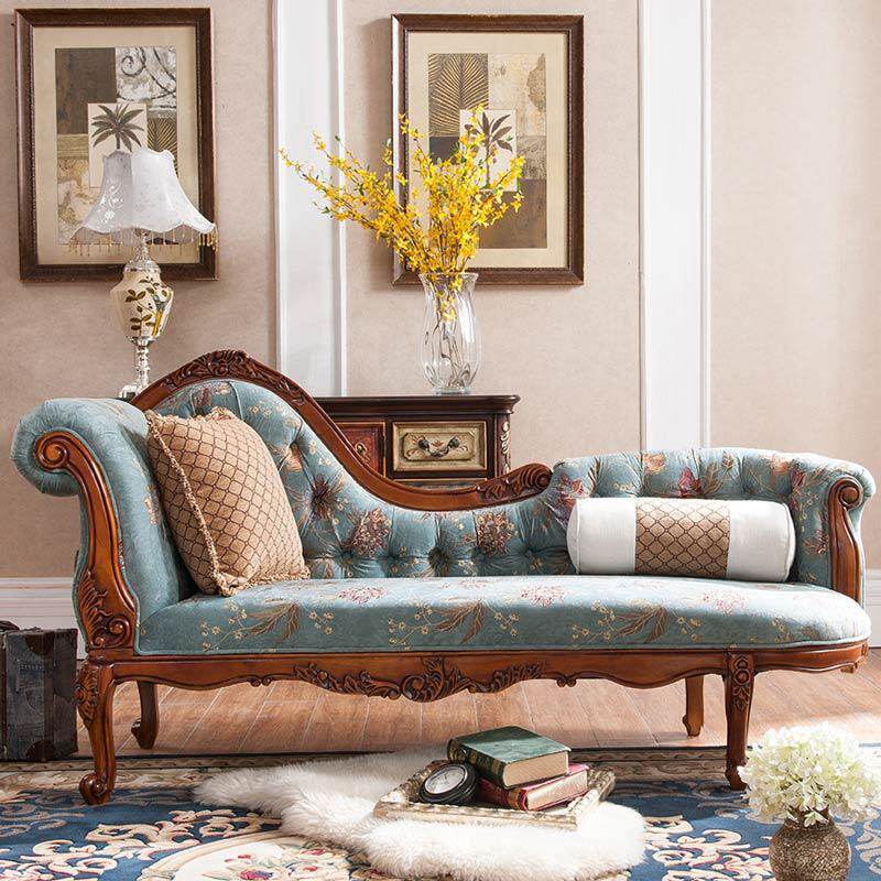 American solid wood Guido Princess Chair Fabric Sofa Reclining Small Family Type Bedroom Reclining Sofa Beauty Couch Beauty Leaning on the sofa