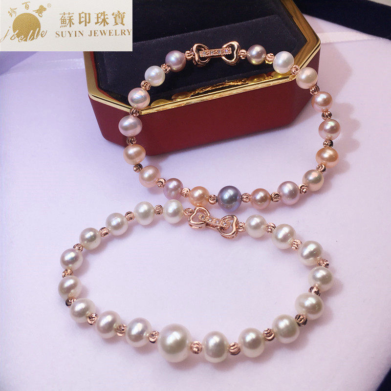 25年必买!玫瑰金巴洛克珍珠手链|强光混彩糖果色 保色防过敏-手饰-淘宝好物网