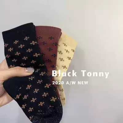 Xuan baby2020 autumn new children combed cotton socks boys and girls retro flower warm socks bone socks