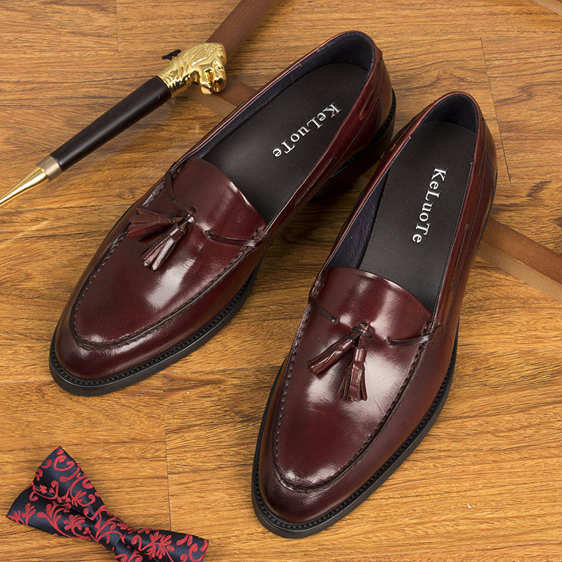Autumn and winter new British men's loafers leather men's business casual leather shoes Korean style lazy shoes trendy tassel shoes