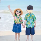 Летняя тонкая пляжная рубашка для мальчиков, короткий рукав, пляжный стиль