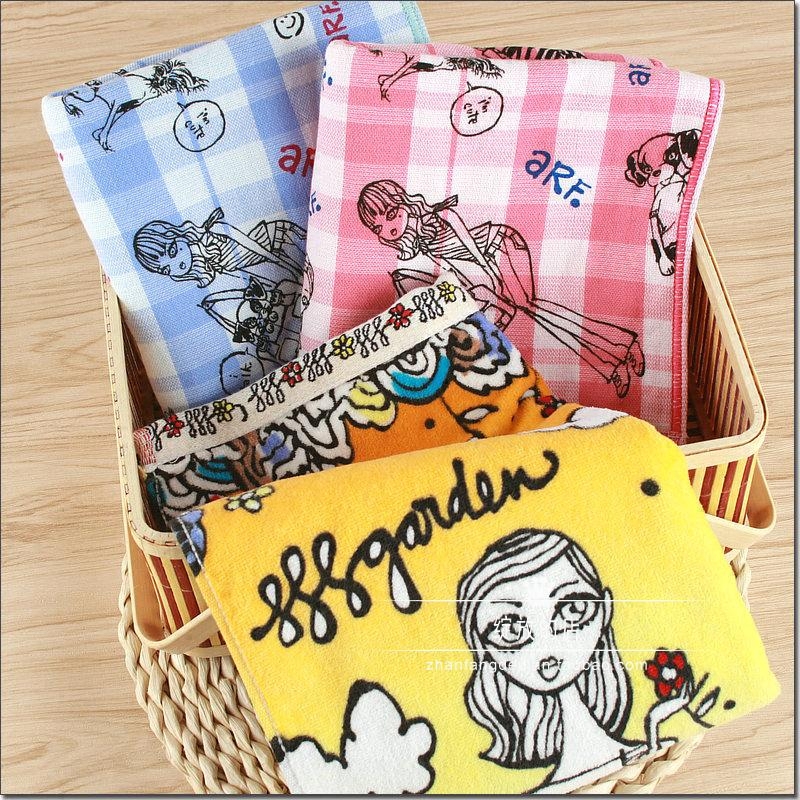 New special foreign trade export Japan JF original cotton all cotton urban girls hand-painted general towel
