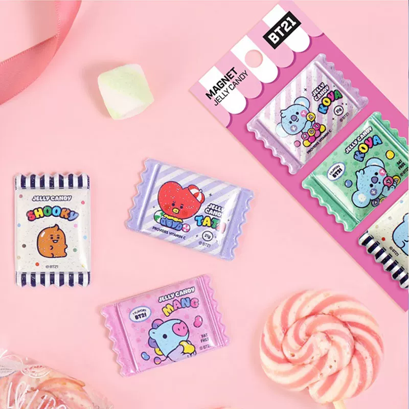 BT21 BTS candy серия холодильник стикер магнит мультфильм сообщение белая доска хранение декоративная наклейка 3 набора
