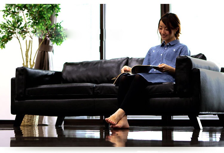 căn hộ nhỏ sẵn sàng sofa đen văn phòng văn phòng kiểu Nhật Ghế sofa quán cà phê da Bắc Âu duy nhất đôi ba - Ghế sô pha sopha bed