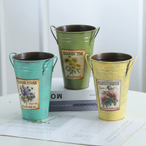 Neoclassical dry flower bucket European style living room decoration dry flower bucket Vintage nostalgic wrought iron vase Creative dry flower vase