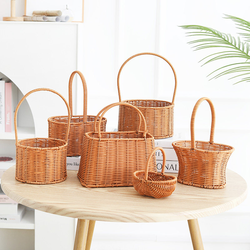 Imitation Vine Chflower Basket Lunar eggs Eggs Carry-on Basket Flower Shop Inserts Flower Basket Creative Bridesmaids Bridesmaid Gift Box Basket-Taobao