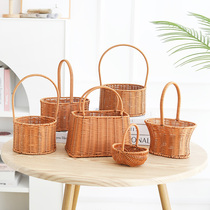 Imitation rattan flower basket confinement egg portable basket flower shop flower arrangement basket creative bridesmaid souvenir boutique gift box basket
