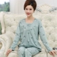 Bộ đồ ngủ bà mẹ mùa xuân thu cotton mỏng có thể mặc bên ngoài đồ bộ mặc nhà cho người trung niên và người già cotton dài tay mùa hè - Giống cái