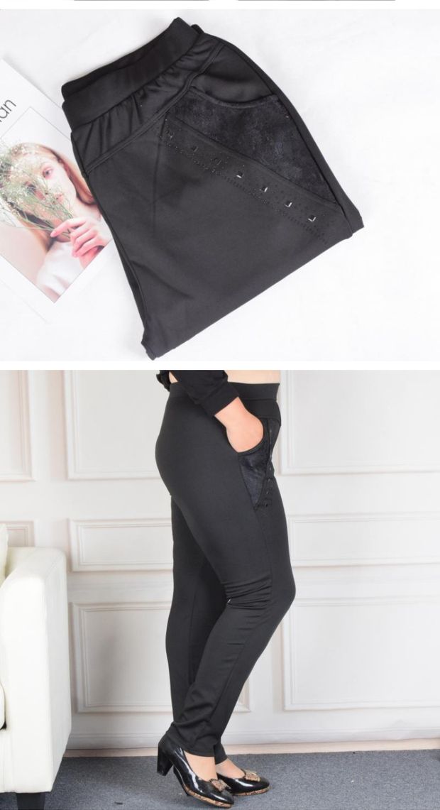 Mùa thu với túi quần nữ trung niên quần dài thun co giãn tăng quần legging mặc váy mẹ thời trang tuổi trung niên cao cấp