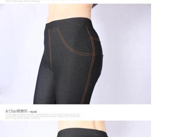 Quần cạp cao và phân XL quần tây bút chì quần quần chân giả denim màu đen mặc quần legging nữ mùa xuân và mùa thu quần nữ đẹp