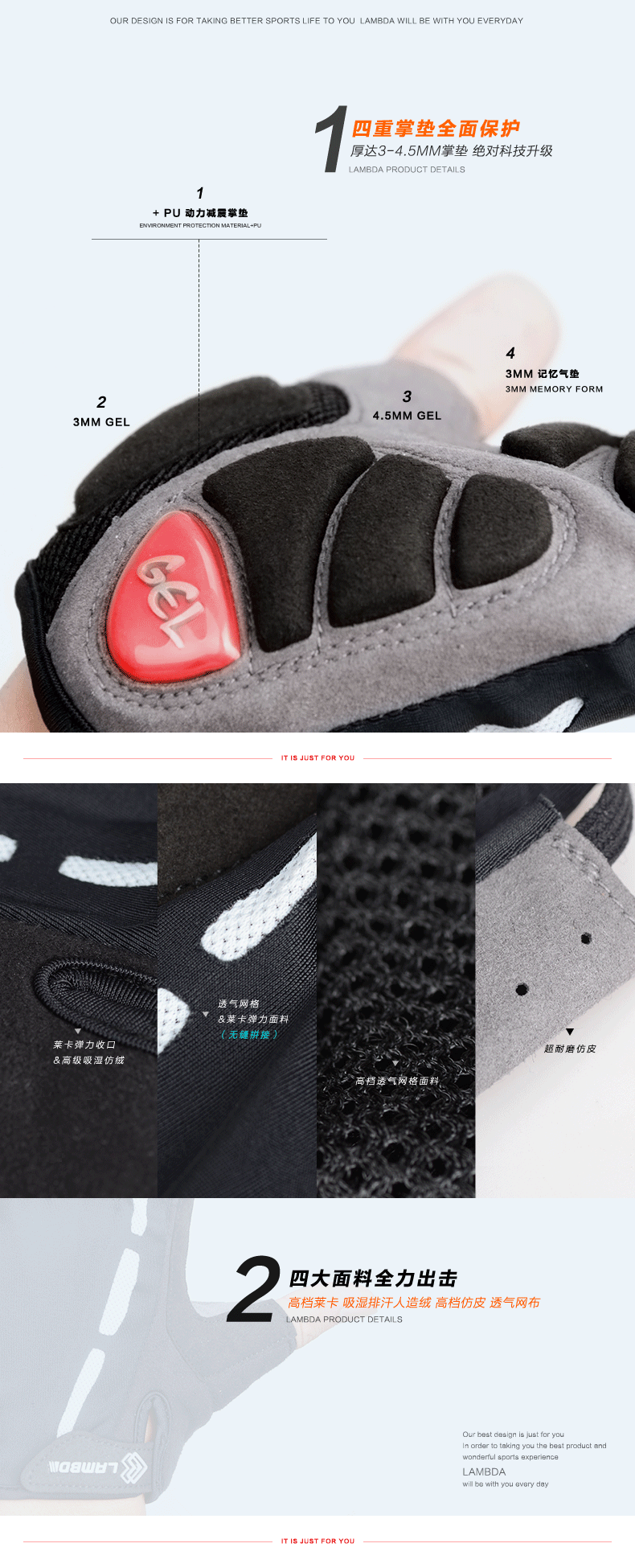 Gants pour vélo mixte LAMBDA - Ref 2247685 Image 11