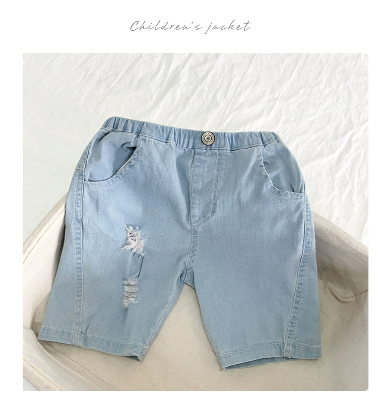 Jaina Beibei Girls Denim Shorts Summer Style Hàn Quốc Wild Western Trend Thin Style Big Kids Hot Pants 200621 - Quần jean