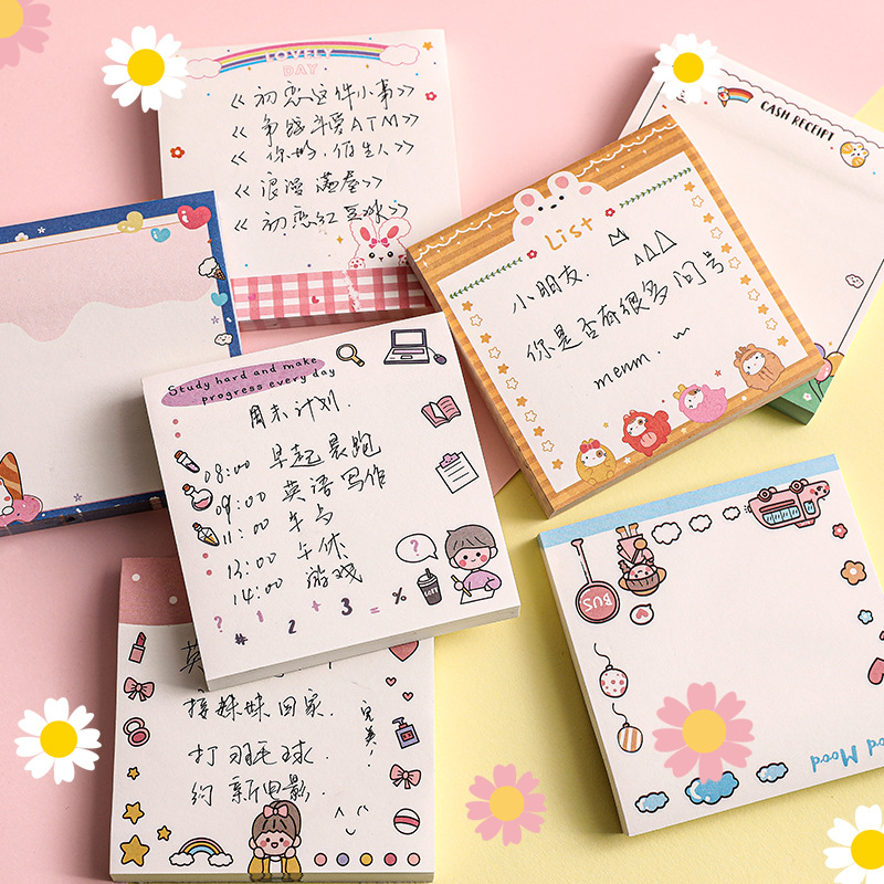 Creative cartoon convenience paste can tear down the sign plan for this student cute message memo