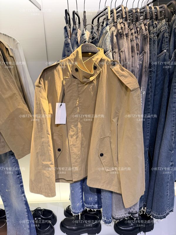 New Arrivals in September: Zara Domestic Purchasing Agent, Men's Short Cotton-Blend Technical Fabric Stand-Collar Windbreaker 4391803