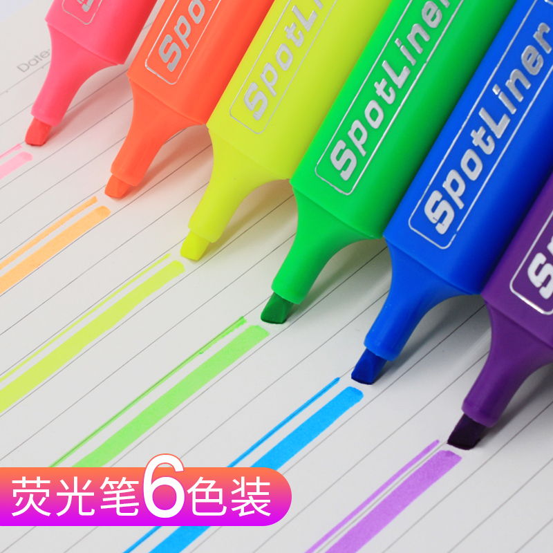 6-color fluorescent pen Focus circle marking Silver pen Oblique head thick head color marker marker pen Marker pen