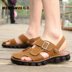 Muốn mùa hè da nam dép Baotou giày đi biển nam chống trượt mềm dưới đáy giày nam trung niên sandal nam da bò Sandal
