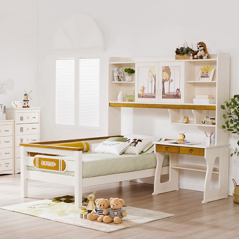 Matsuburg Kingdom Solid Wood Multifunction Storage Children Bookcase Desk Integrated Single Small Household Type Separable Book Shelf Bed