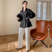 KC home 2021 autumn new leather leather clothing womens short loose thin waist plus cotton sheepskin jacket