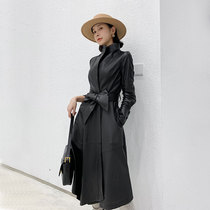 KC home 2021 autumn new Haining leather leather womens long over-the-knee sheepskin windbreaker womens slim jacket