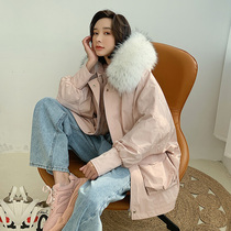 KC home autumn and winter new living face Parker clothing womens short large size detachable fur liner fat mm