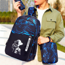 Luminous backpack Mens and womens backpacks Large capacity high school students school bags Mens and womens junior high school students fashion trend school bags