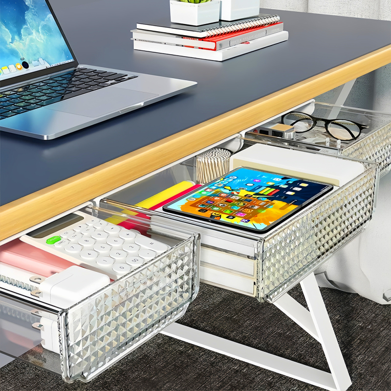 Under-Desk Storage Box, Drawer-Type Invisible Under-Desk Box, Desk Bottom Miscellaneous Item Classification Storage, Office Stationery Organization Tool Under-Desk Storage Box, Drawer-Type Invisible Under-Desk Box, Desk Bottom Miscellaneous Item Classification Storage, Office Stationery Organization Tool