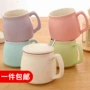 Cốc gốm đơn giản sáng tạo có nắp đậy cốc Mug Cà phê sữa Bữa sáng Bột yến mạch Cặp đôi Cup Cup Uống lock and lock bình giữ nhiệt