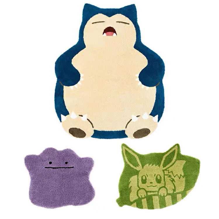 Cute Cartoon Plush Pokémon Road-Blocking Kirby Carpet, Versatile Eevee Gengar Royal Family Floor Mat