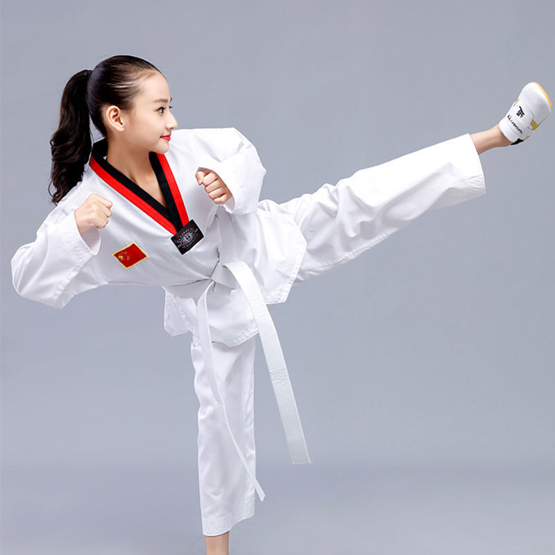 Pure cotton taekwondo Children's Long sleeves Short sleeves Costume Adults Boy Winter Taekwondo First School Coach Clothing