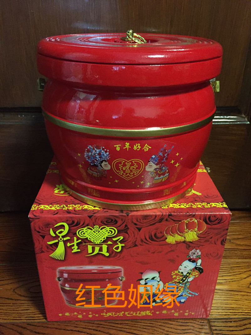 Wedding offspring bucket large wooden toilet bride traditional dowry fuchsia solid wood toilet wedding supplies