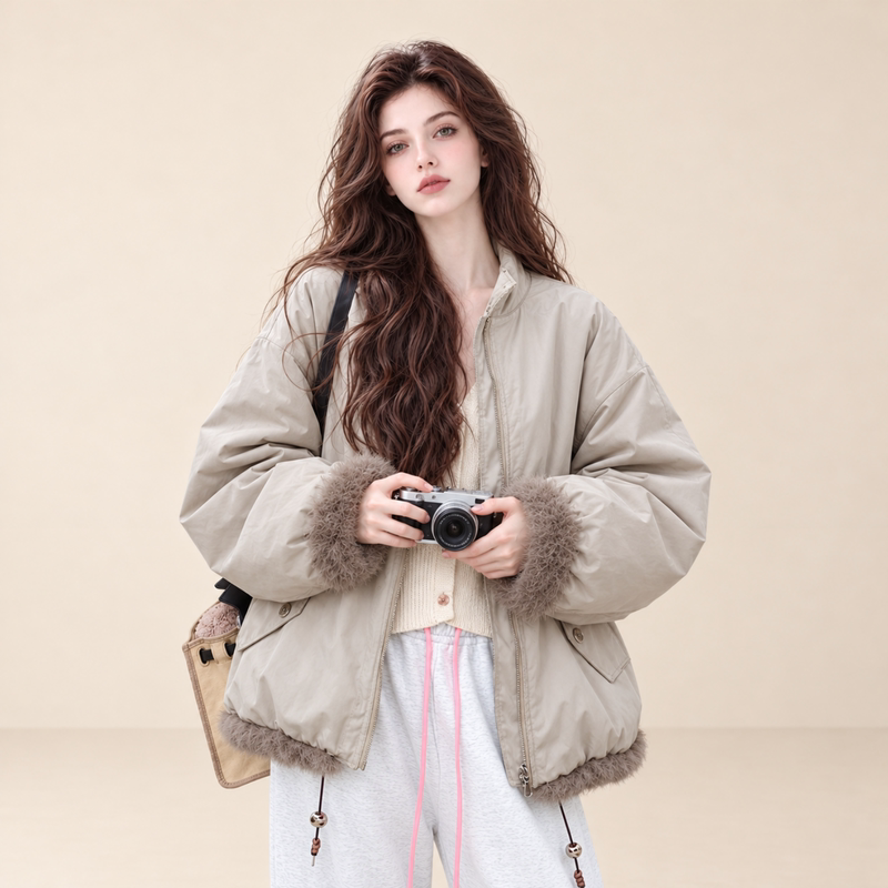 Lum Reversible Workwear Parka Cotton Jacket for Women, Winter 2026 New Style, Fleece-Lined and Thickened Coat, This Year's Popular Hot Item