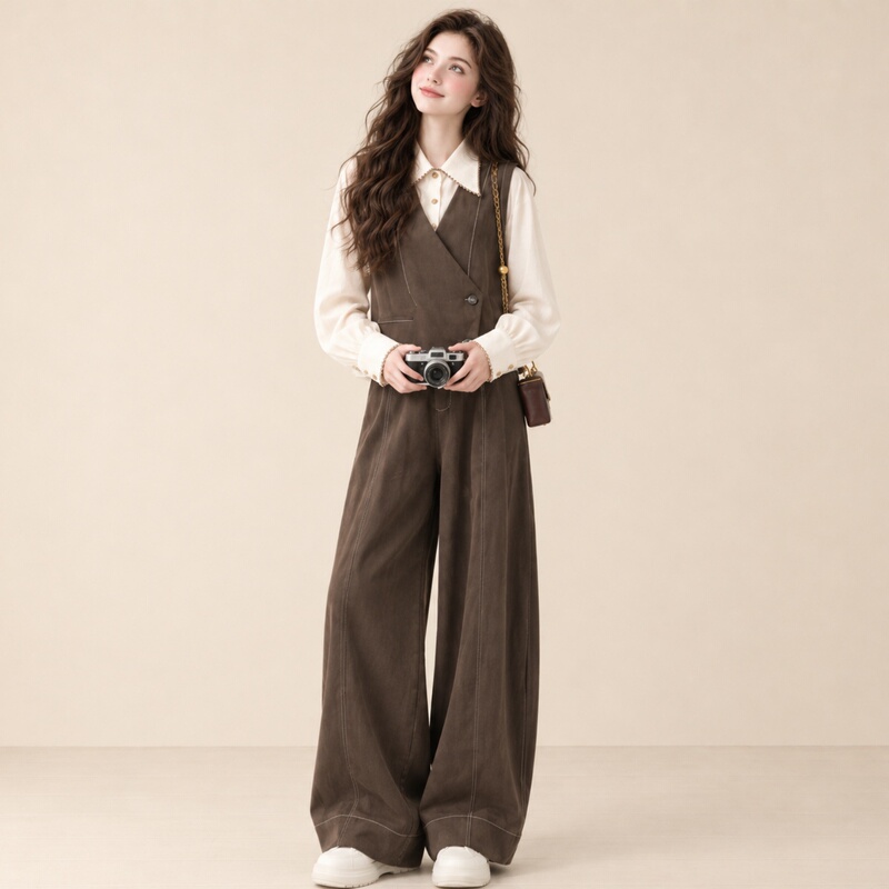 Lum Old Money Style Vest Shirt Wide-Leg Pants Suit for Women, New Autumn Collection, Elegant and Classy Three-Piece Outfit Lum Old Money Style Vest Shirt Wide-Leg Pants Suit for Women, New Autumn Collection, Elegant and Classy Three-Piece Outfit