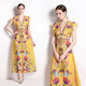 2023 Summer New Holiday Style Printed Small Flying Sleeve Chiffon Dress Long Skirt