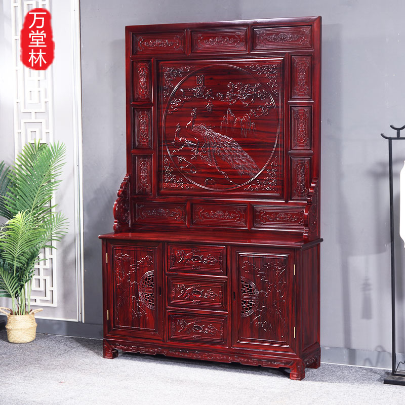Mahogany screen cabinet Shoe cabinet Entrance cabinet Foyer double-sided partition cabinet New Chinese solid wood living room South American acid branch wood
