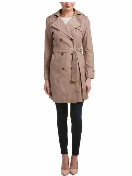 Cole Haan women's mid-length waterproof windbreaker jacket with removable cap 357SC224 U.S. direct mail