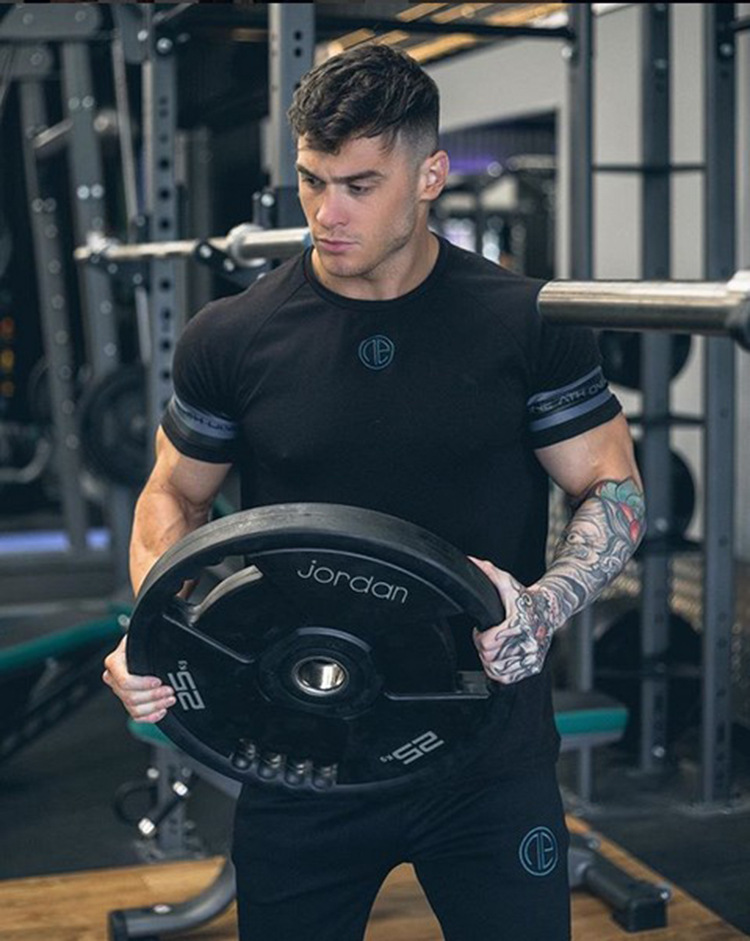 Brother Sports thun Slim Thể thao Bóng rổ Áo thun mỏng Thở Quần áo Cơ bắp Đàn ông Vòng eo Cổ ngắn Tay áo áo thun anta