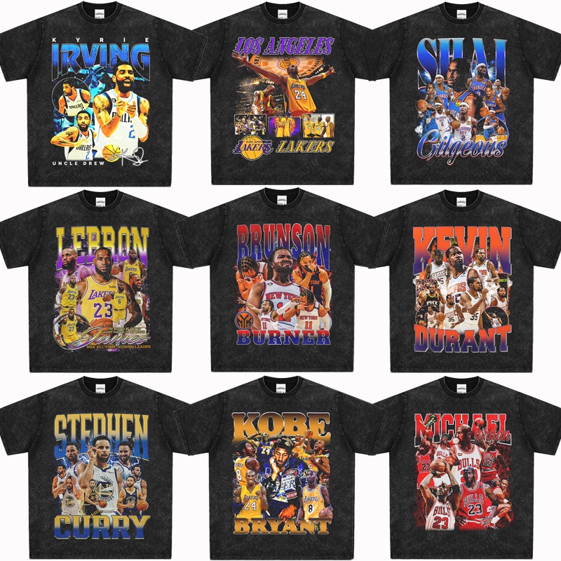 Kobe Bryant, Alexander, Stephen Curry, Kevin Durant, Lebron James, Kyrie Irving, Morant, Edwards Star Short-Sleeve T-Shirt Kobe Bryant, Alexander, Stephen Curry, Kevin Durant, Lebron James, Kyrie Irving, Morant, Edwards Star Short-Sleeve T-Shirt