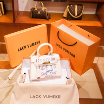 Hong Kong LACKVUMEKR Advanced texture genuine leather second-generation graffiti Kellybag mini packet Obliquely Satchel Bag